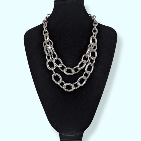 Talbots 2-Strand Chain Statement Necklace - Picture 2 of 5